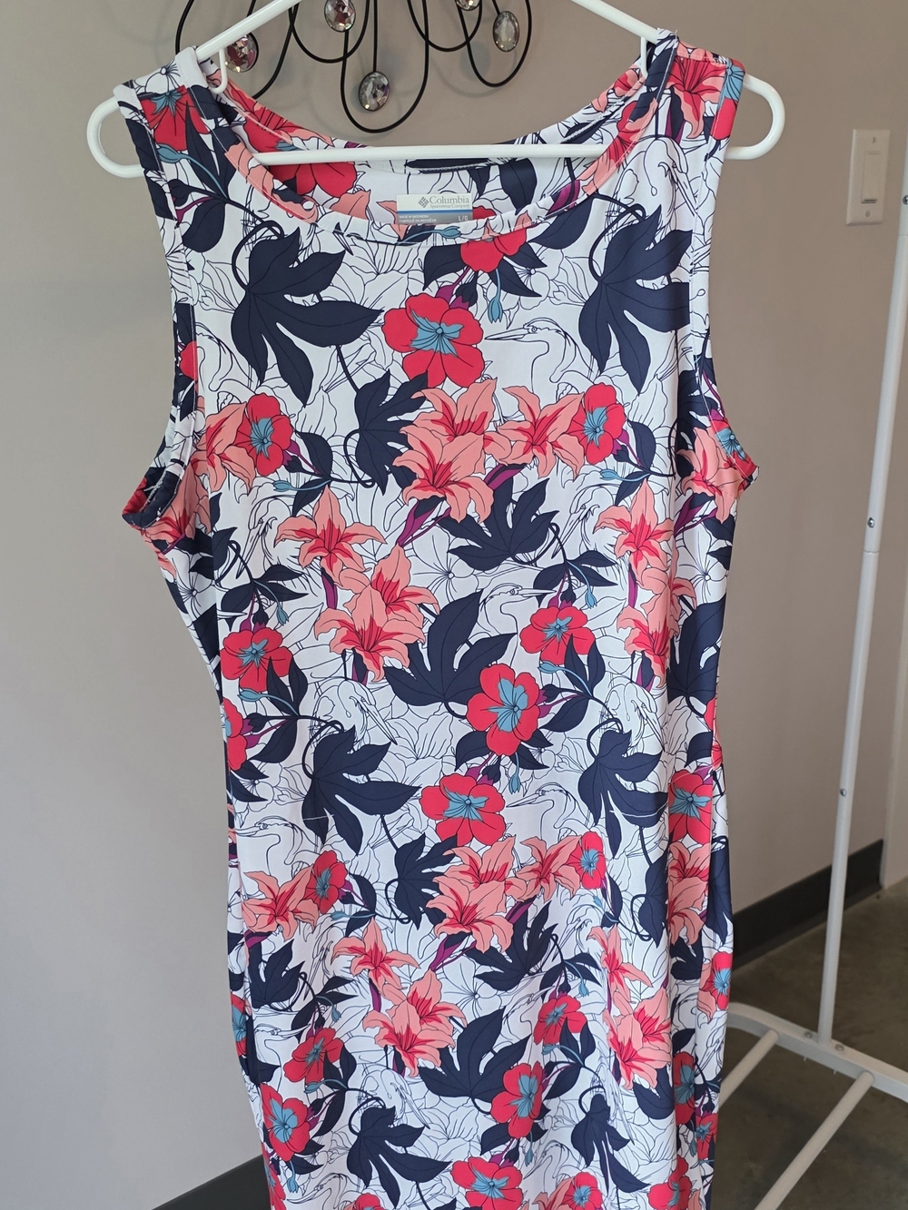 Columbia Floral Tank Dress in White, Navy, Coral, Teal